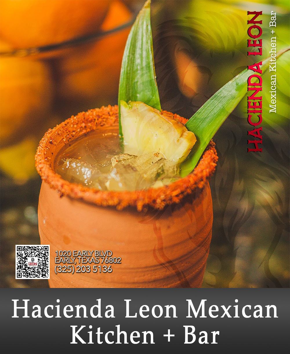 Image of a Tropical Alcoholic Beverage with a Business Name Below #1