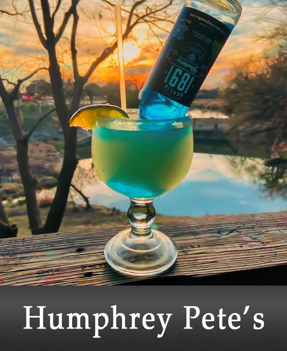 Image of a Colorful Alcoholic Beverage with a Business Name Below