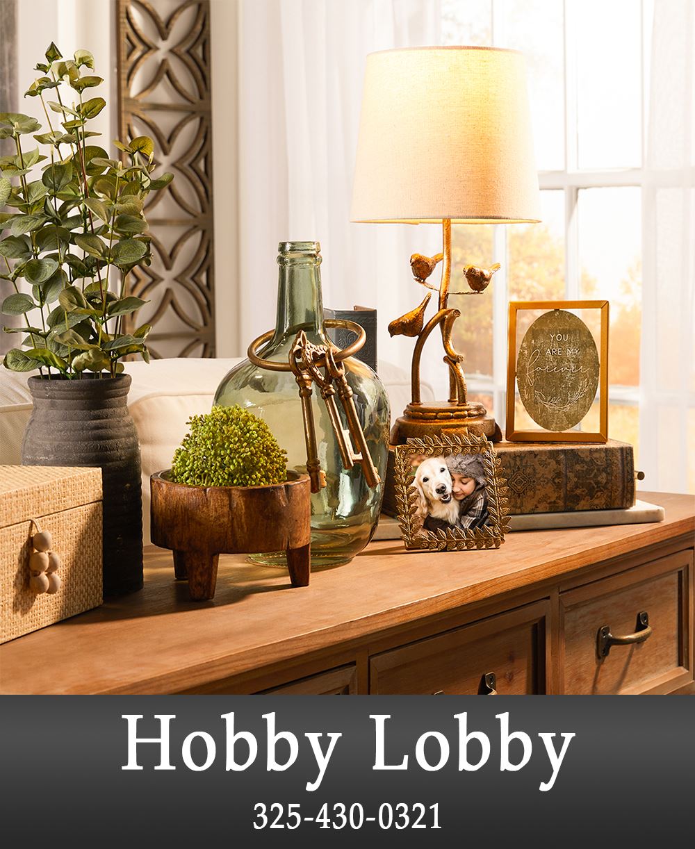 Image of a Hobby Lobby Business Advertisement with Information