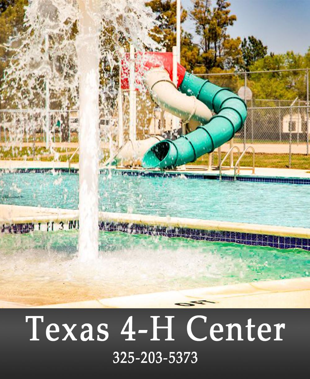 Image of a Water Slide with a Business Name and Contact Information