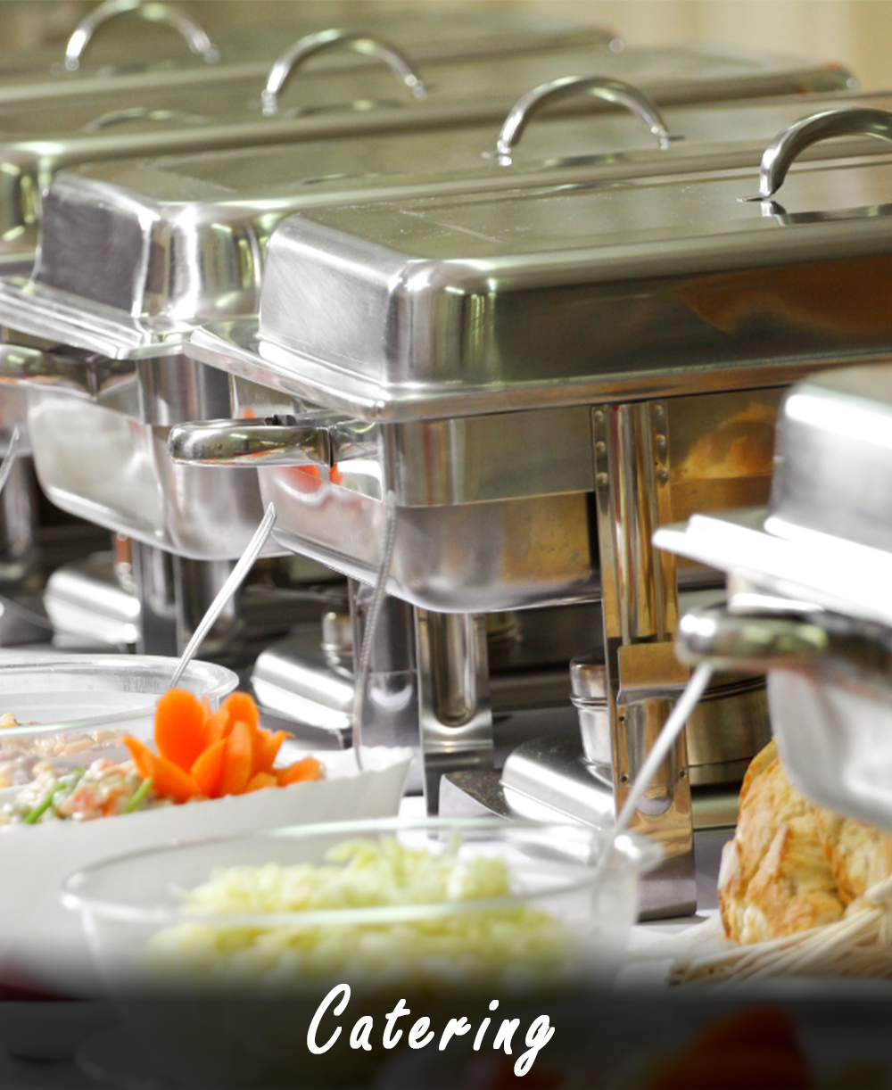 Image of Catering Dishes with a Word Placed Toward the Bottom