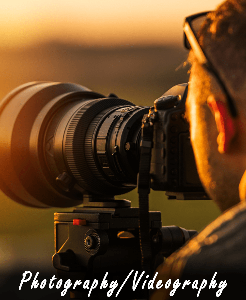 Image of a Person Taking a Photo with Words Placed Toward the Bottom
