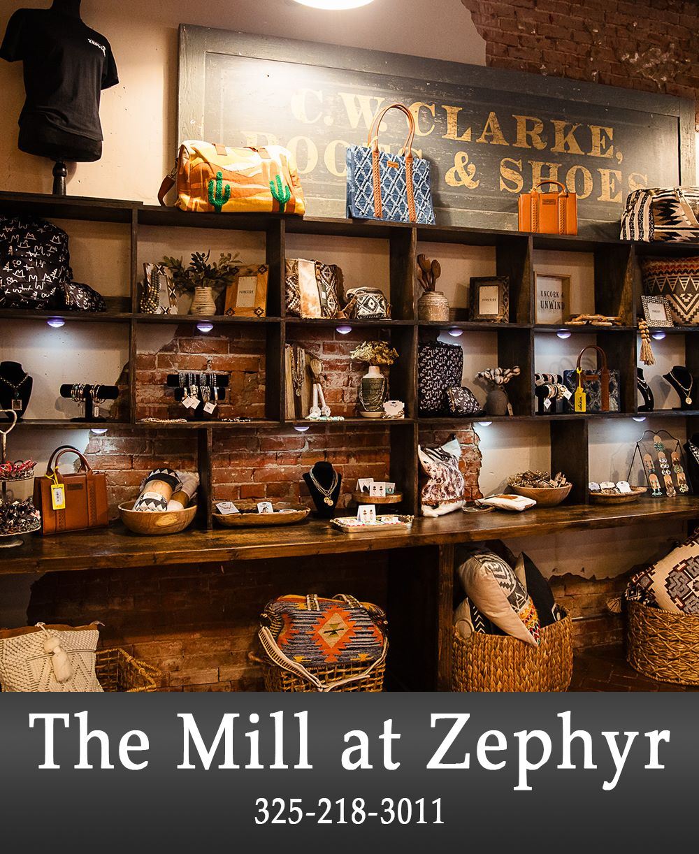 Image of Jewelry and Other Items on Shelves with Business Information Listed Below