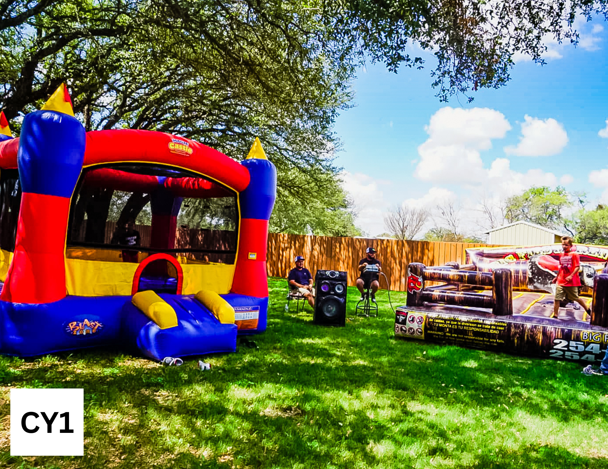 Image of a Bounce House Outside in a Courtyard