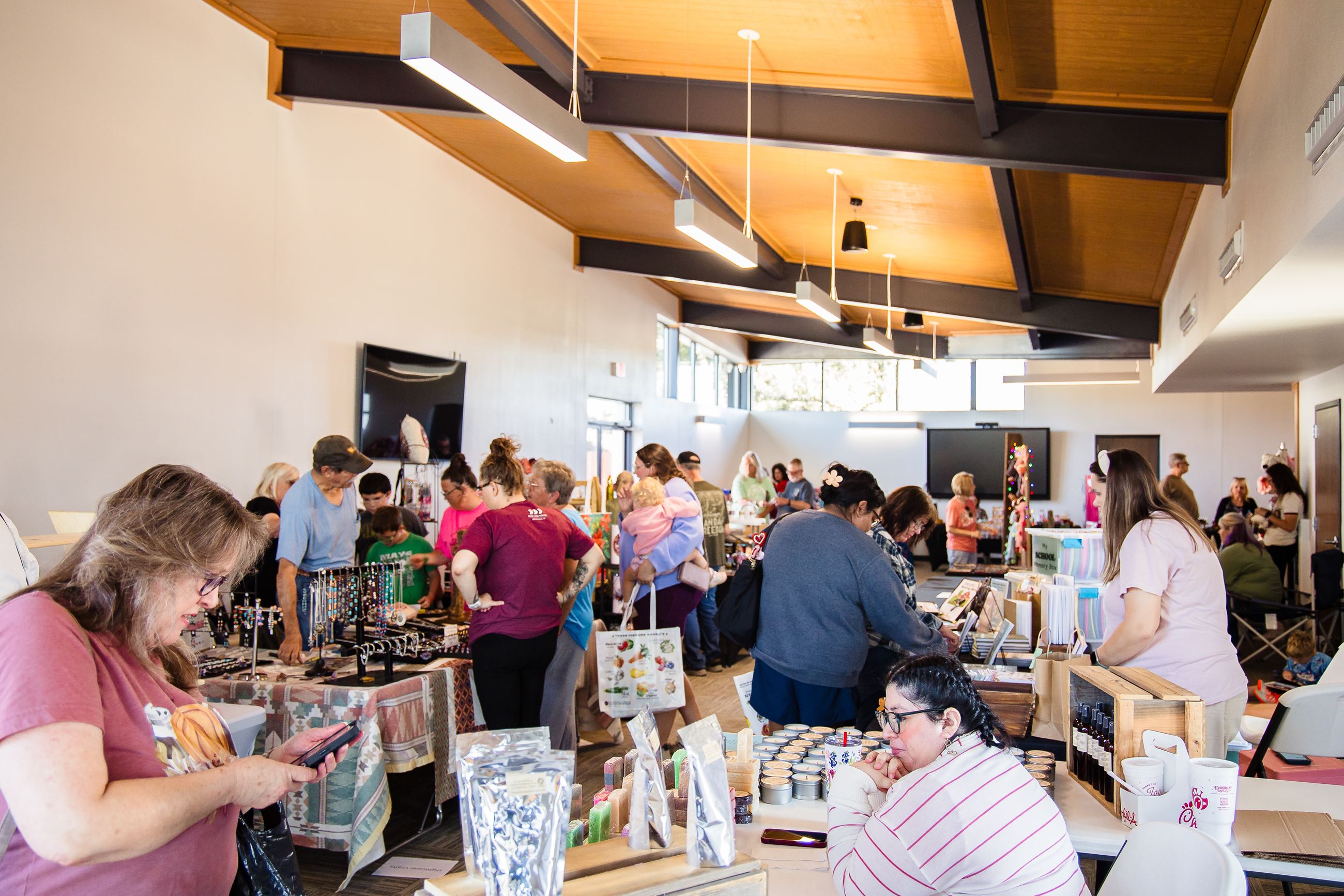 Pictures of people at a market