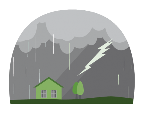 Image of a Lightning Striking Above a House Graphic